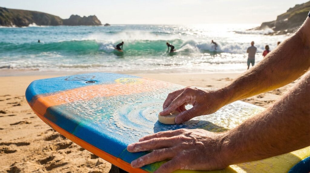 découvrez notre guide complet pour apprendre à appliquer correctement la wax sur votre bodyboard et améliorer vos performances en mer.